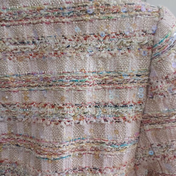 SELF-PORTRAIT Pink Sequin Boucle Midi Pleated Dress - Picture 13 of 14